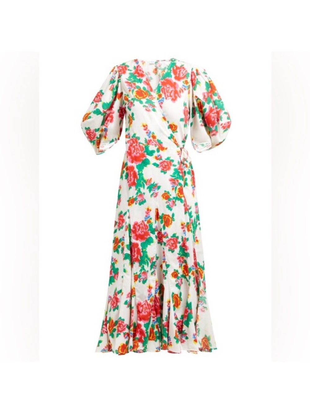 Rhode Floral Wrap Midi Dress large
